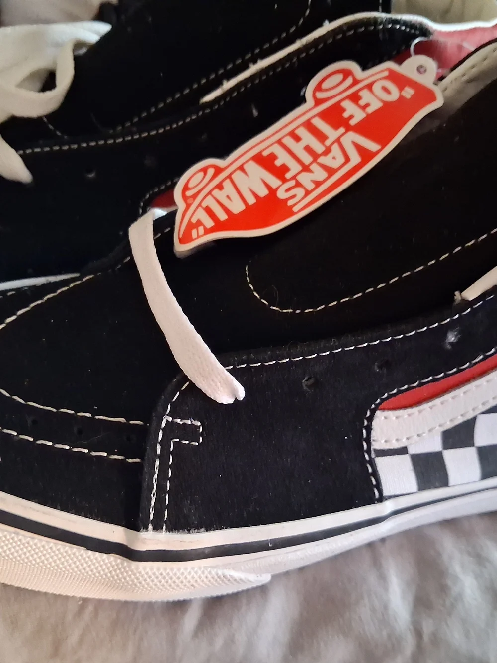 Vans Kids High-Top Sneakers in Black Red White Checkerboard